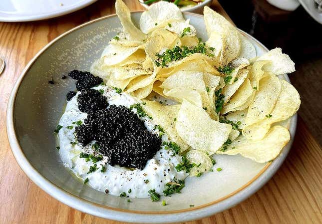 Caviar and potato chips at Valley Bar + Bottle Shop