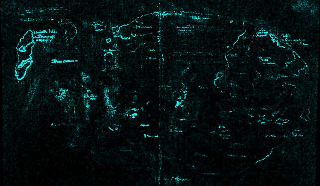 Macro X-ray fluorescence spectroscopy (XRF) showed ample amounts of titanium within the map’s lines and text.