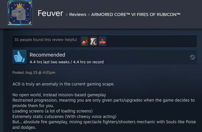 Image for article titled Armored Core VI, As Told By Steam Reviews