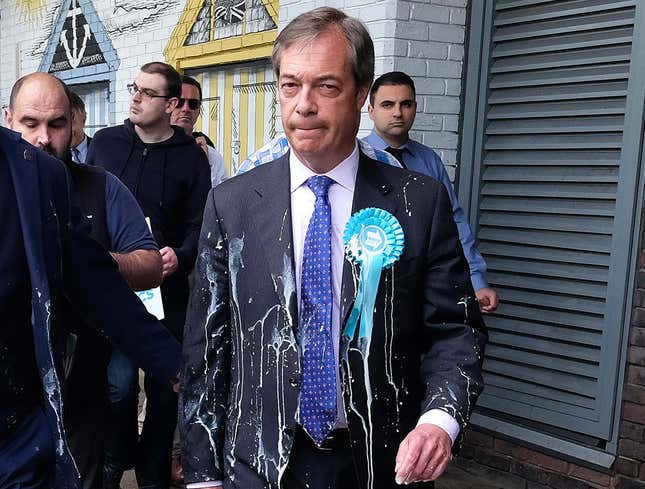 Image for article titled Nigel Farage Dies Of Milkshake Wounds