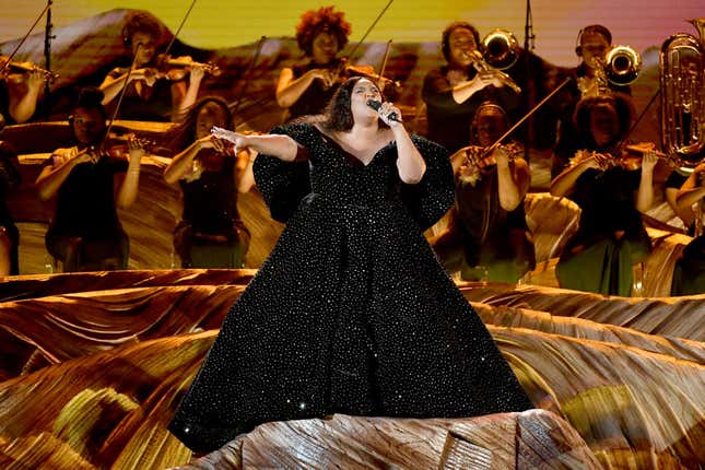Lizzo performs onstage during the 62nd Annual GRAMMY Awards at STAPLES Center on January 26, 2020, in Los Angeles.