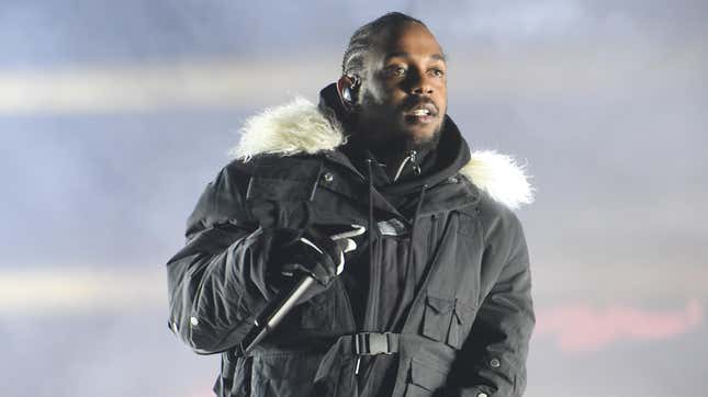  Rapper Kendrick Lamar performs during half time during 2018 College Football Playoff National Championship Game on January 8, 2018 in Atlanta, Georgia.