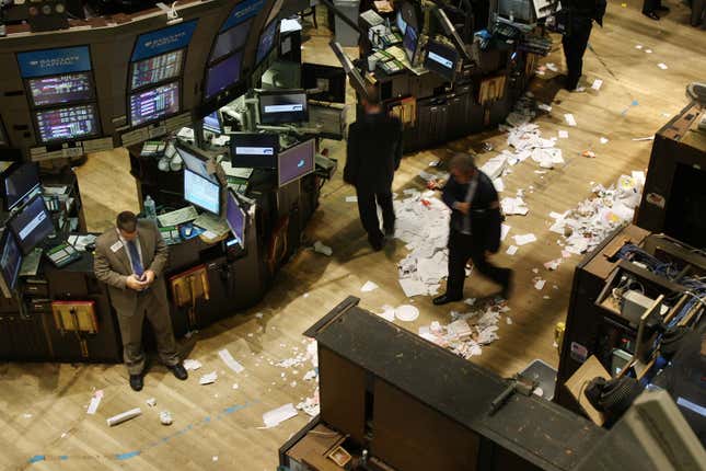 I wouldn’t have wanted to be in the New York Stock Exchange when it crashed, but I definitely wouldn’t want to have to clean it afterwards