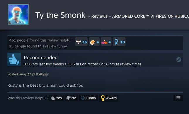 Image for article titled Armored Core VI, As Told By Steam Reviews