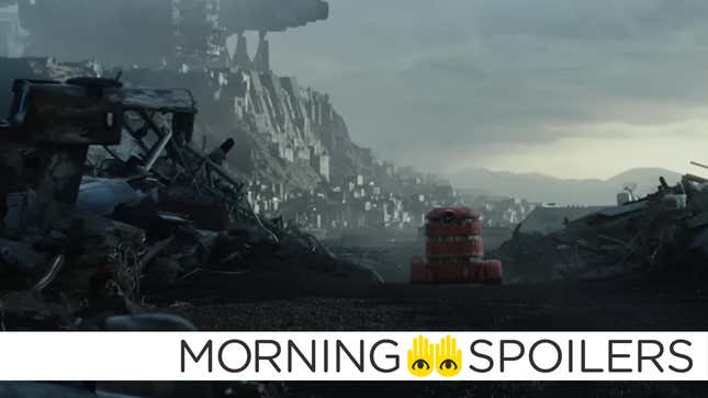 Star Wars Droid B2EMO walks through a junkyard in Star Wars: Andor