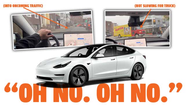 Image for article titled Here&#39;s Yet Another Scary Tesla FSD Beta Video To Fret Over