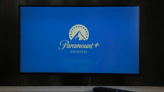 A TV displaying the Paramount+ logo
