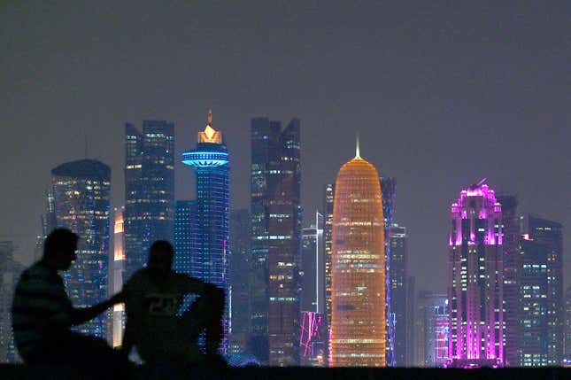 The city skyline of Doha in Qatar.
