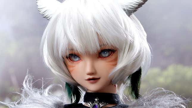A white-haired Y'shtola doll with lifeless eyes stares into your soul.