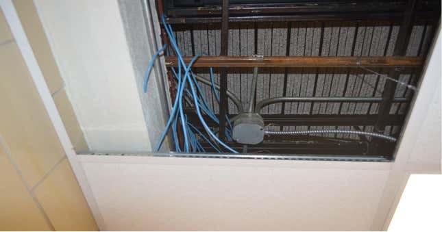 Location in ceiling where the computers were found.