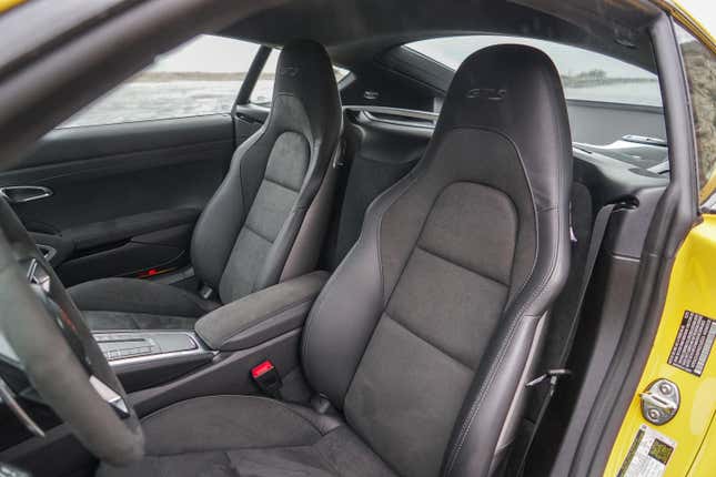 The base front seats of the 2022 Porsche Cayman GTS 4.0