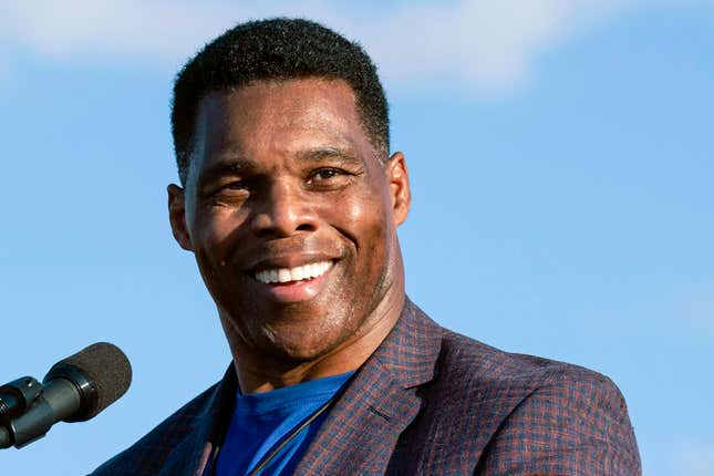 Georgia Republican Senate candidate Herschel Walker speaks during former President Donald Trump’s Save America rally in Perry, Ga., on Sept. 25, 2021.