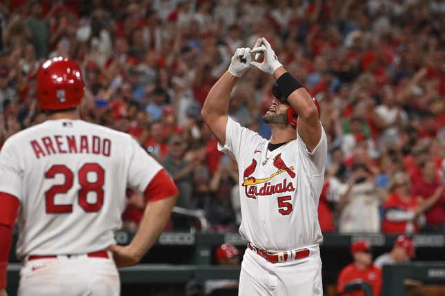 Albert Pujols of the St. Louis Cardinals is on the brink of baseball history