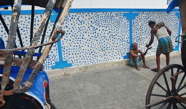 The boundary wall of the Julian Day New Mission school on Ramesh Mitra road in Kolkata.