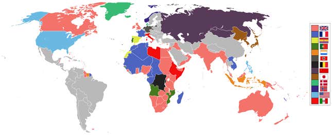 World empires and colonies in 1936