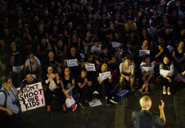People in Hong Kong rallied against excessive use of force by police during this week’s protest.