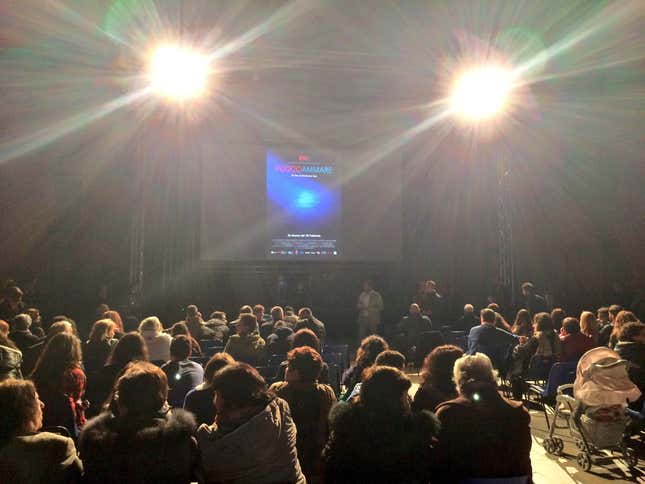 The first screening of Fuocoammare in Lampedusa.