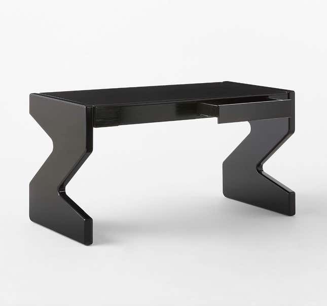 The Perno High-Gloss Black Oak Wood Desk