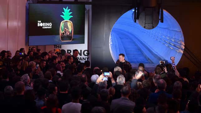 Image for article titled Elon Musk Says ‘Hyperloop’ Tunnel Is Now Just a Normal Car Tunnel Because ‘This Is Simple and Just Works’