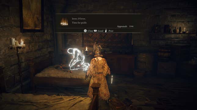 A text box reading "love, O lover, Time for pickle."