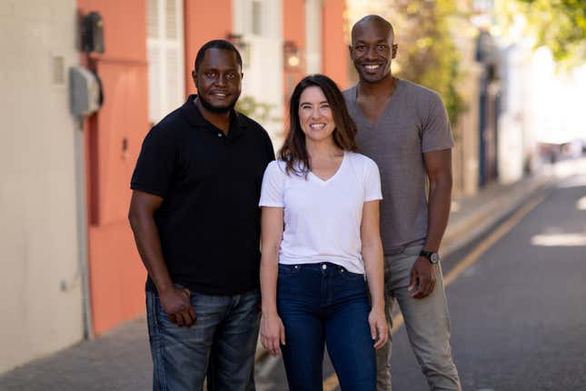 Carry1st co-founders Tinotenda Mundangepfupfu, Lucy Hoffman, and Cordel Robbin-Coker standing together in a photo