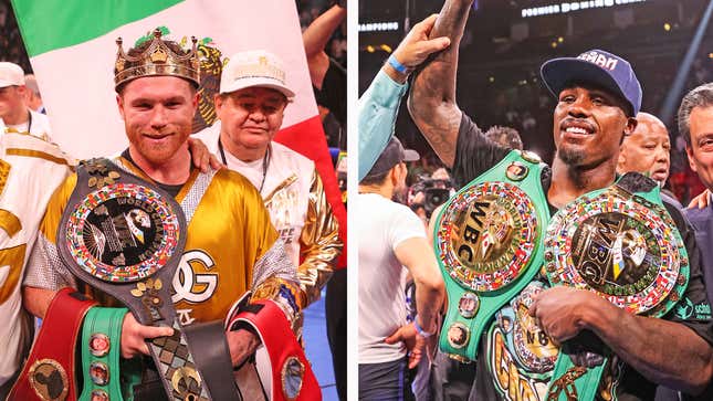 Canelo Alvarez (l.) in the ring against Jermell Charlo could be happening.