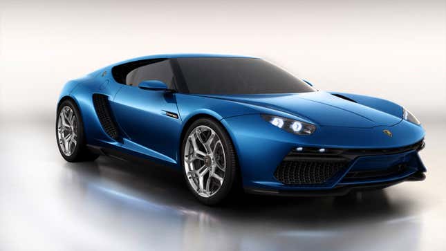 A photo of a blue Lamborghini Asterion concept car. 