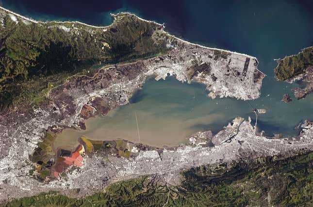 Much of the densely built-up waterfront around San Francisco sits on landfill, often a blend of rubble and sediment dragged up from the bay.