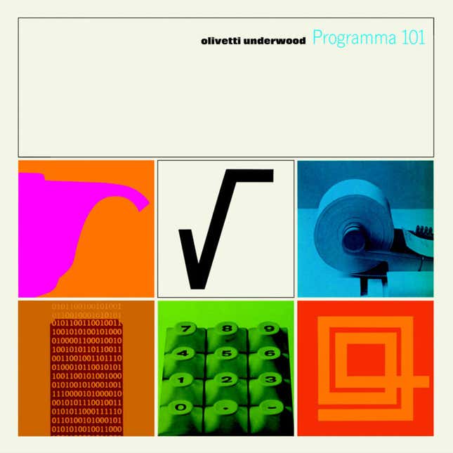 A brochure presents Programma 101—the first personal computer—at a New York tech fair.