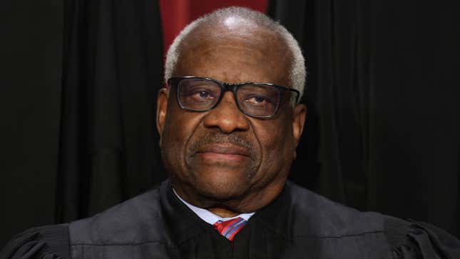 Image for article titled Clarence Thomas Really Just Blamed Abortion for His Undisclosed Private Jet Travel