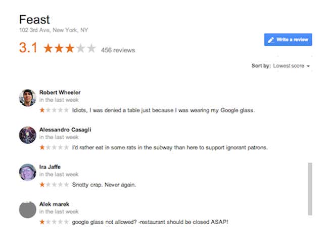 Image for article titled A New York restaurant has become a flashpoint in our cultural struggle over Google Glass