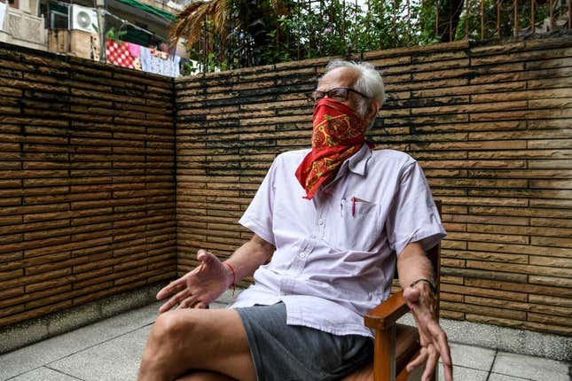 Dr G. Balachandran, 79, uncle of Vice President Kamala Harris, speaks during an interview with AFP at his residence in New Delhi on August 20, 2020.