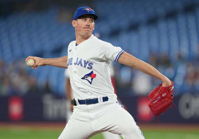Jun 7, 2023; Toronto, Ontario, CAN; Toronto Blue Jays starting pitcher Chris Bassitt (40) throws a pitch against the Houston Astros during the first inning at Rogers Centre.