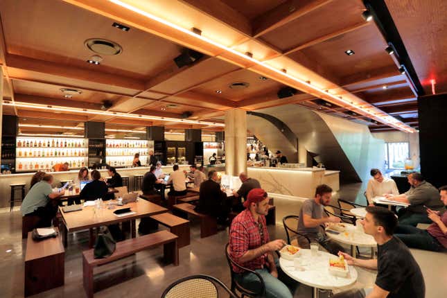 Working and dining at LOUIS Cafe in Ian Schragers new PUBLIC Hotel.