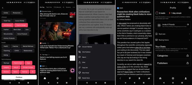 Imagen para el artículo titulado Ya puedes descargar Artifact, la nueva aplicación de noticias seleccionadas por IA de los creadores de Instagram