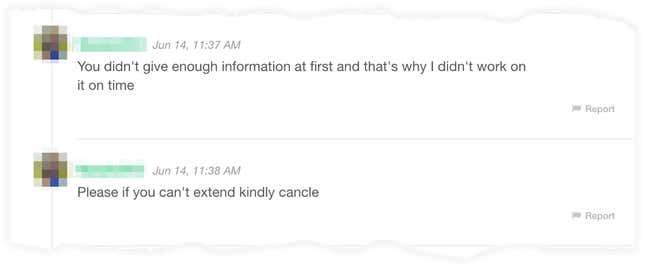 Screenshot of messages from Tenner.