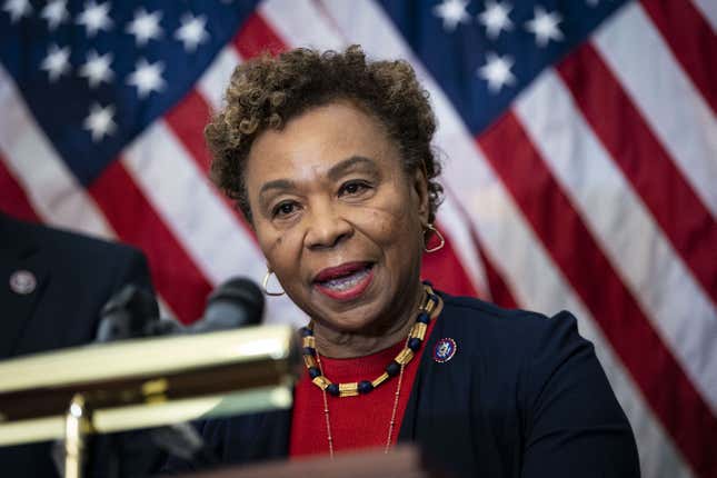 Representative Barbara Lee, a Democrat from California, speaks during a news conference at the U.S. Capitol in Washington, D.C., U.S., on Wednesday, Feb. 23, 2022