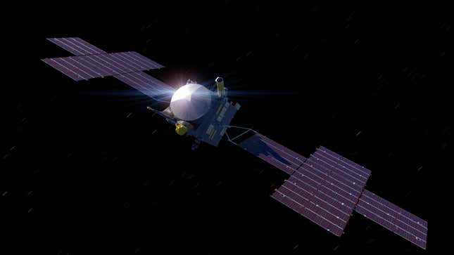 An illustration of the Psyche spacecraft.