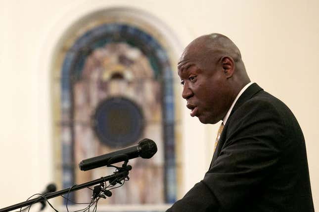 Attorney Ben Crump speaks at a news conference on January 13, 2022, in Fayetteville, North Carolina. 
