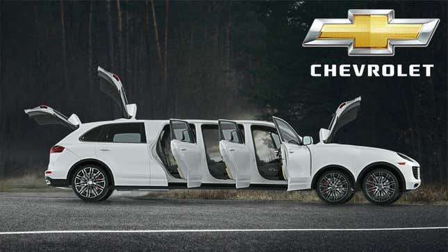 Image for article titled GM Ups Ante In SUV Race With New 14-Seat, 11-Door, 7-Wheel, 4-Trunk Chevy Teton
