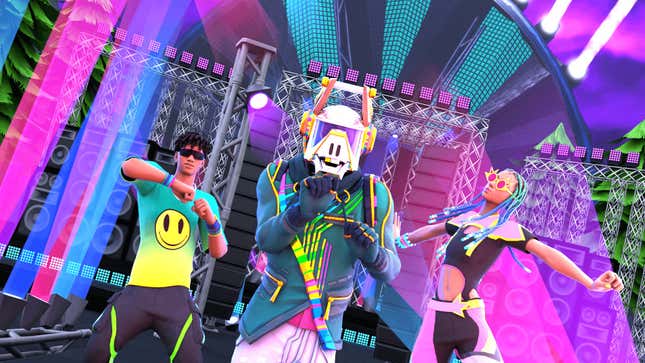 A screenshot shows players in Fortnite dancing. 