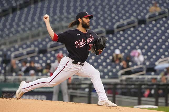 Jun 21, 2023; Washington, District of Columbia, USA; Washington Nationals pitcher Trevor Williams (32) delivers a pitch against the St. Louis Cardinals during the first inning at Nationals Park.