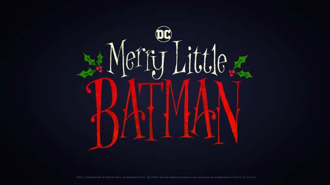The festive logo for DC's "Merry Little Batman" holiday special.