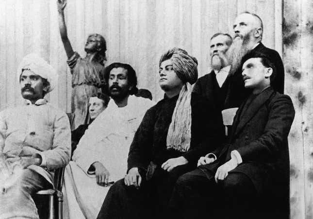 Swami Vivekananda at Parliament of Religion, 1893, via Wikimedia Commons.