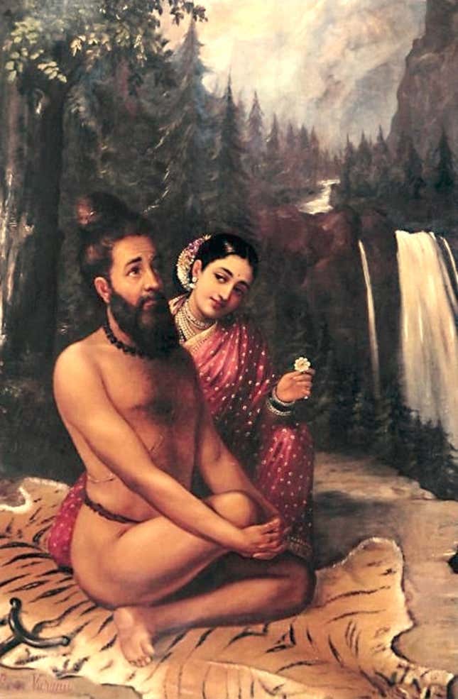 Raja Ravi Verma’s painting on the apsara Menaka seducing the sage Vishwamitra.