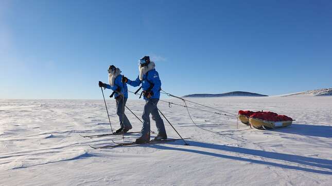 Justin Packshaw and Jamie Facer Childs in Antarctica