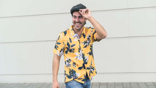Image for article titled Man In Splashy Floral Print Wastes Everyone’s Time By Not Having Any Drugs On Him