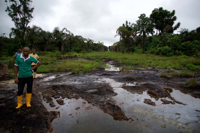 An oil spill site in Kegbara-Dere community in Nigeria’s Niger Delta region