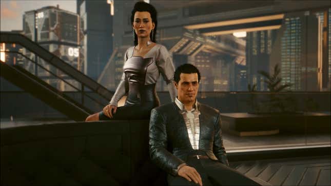 Elizabeth and Jefferson Peralez sit on a couch.