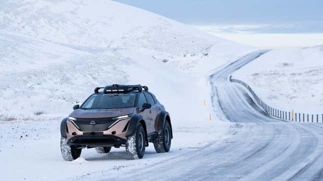 Image for article titled This Nearly Stock Nissan Ariya Is Going on a Pole to Pole Adventure